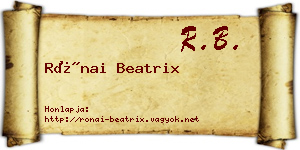 Rónai Beatrix névjegykártya